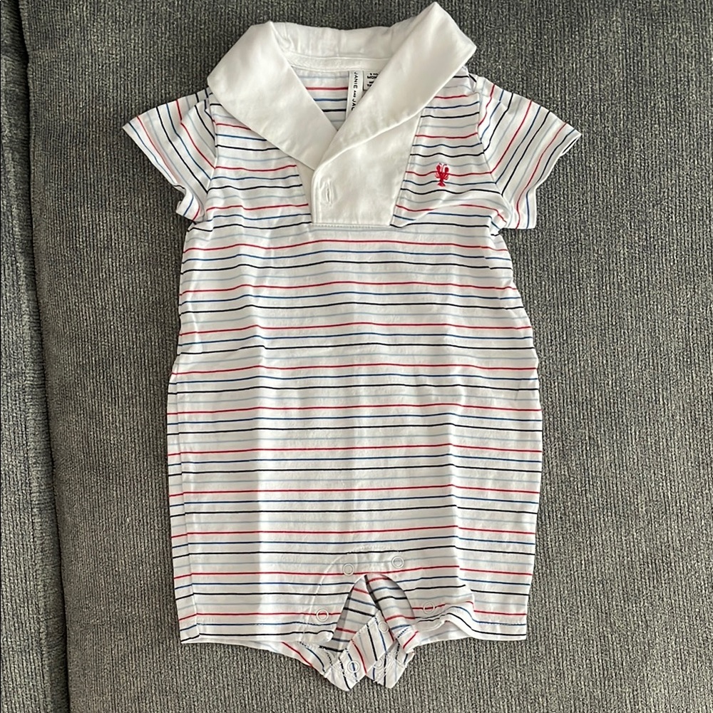 Janie and Jack Striped Baby Romper with Collar